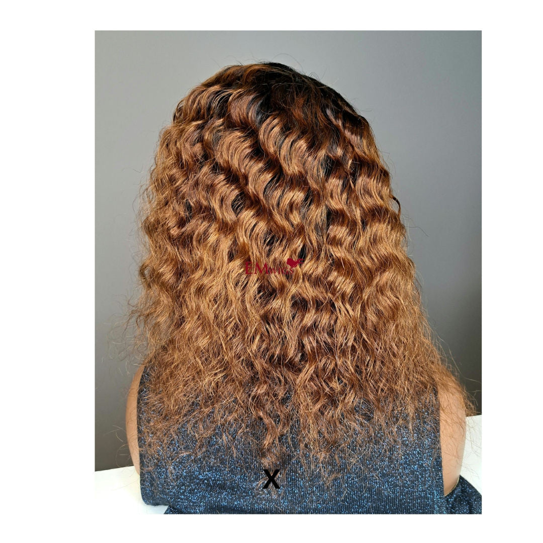 Curly Human Hair Closure Messy Curls Closure Wig EM Wigs