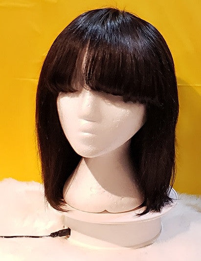 Human hair deals wig with fringe